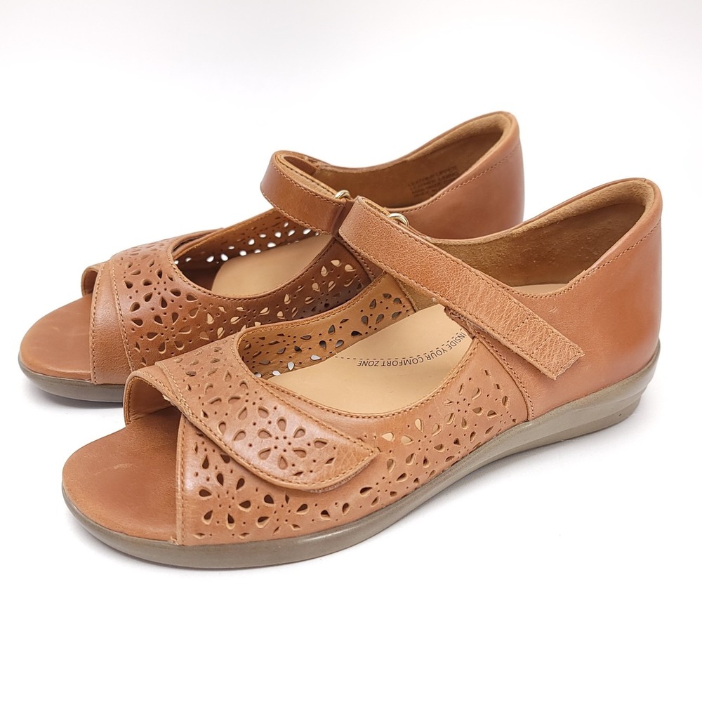 Ziera Daffodil Sandals Tan Leather Womens‎ 37 W Comfort Support